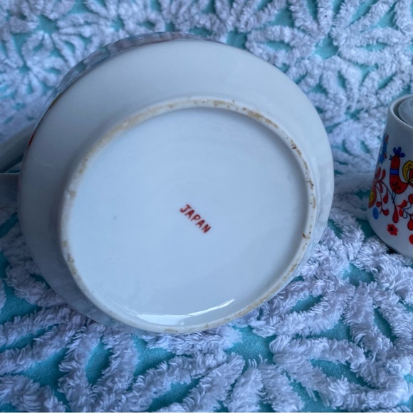 Vintage Teapot & Sugar bowl set Danish folk art partridge bird design MCM - Picture 4 of 8